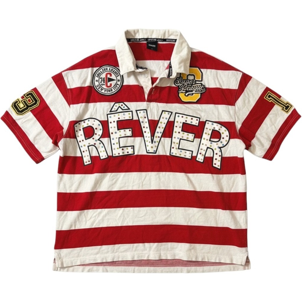 Switch Limited Edition Rugby Polo Shirt Mens XL Red White Stripe Rhinestone XL